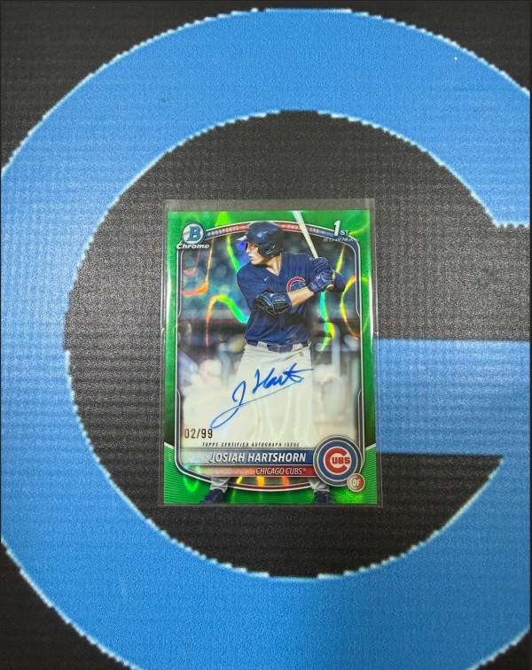 2025 Bowman Draft Josiah Hartshorn 1st Auto Green Lava Refractor /99 Chicago Cub