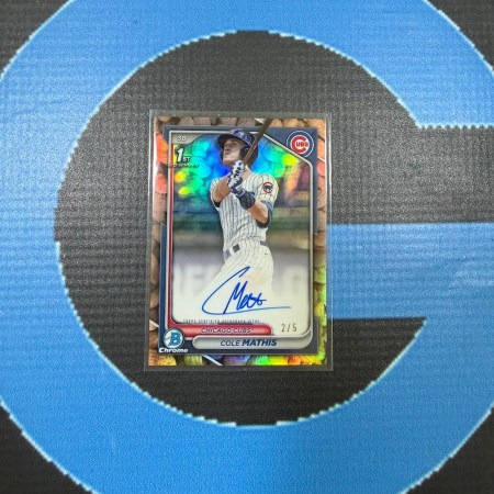 2024 Bowman Chrome Draft Cole Mathis 1st Auto Peanut Refractor /5 Chicago Cubs