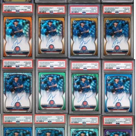 2023 Bowman Draft Jaxon Wiggins 1st Auto Complete Rainbow PSA 8, 9 and 10 Full Set