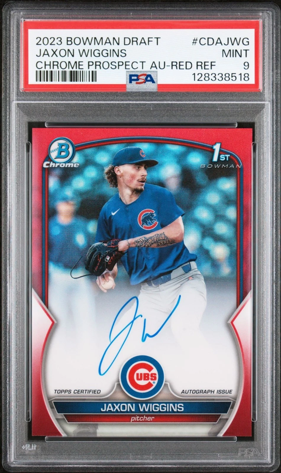 2023 Bowman Draft Jaxon Wiggins 1st Auto Complete Rainbow PSA 8, 9 and 10 Full Set - Image 3