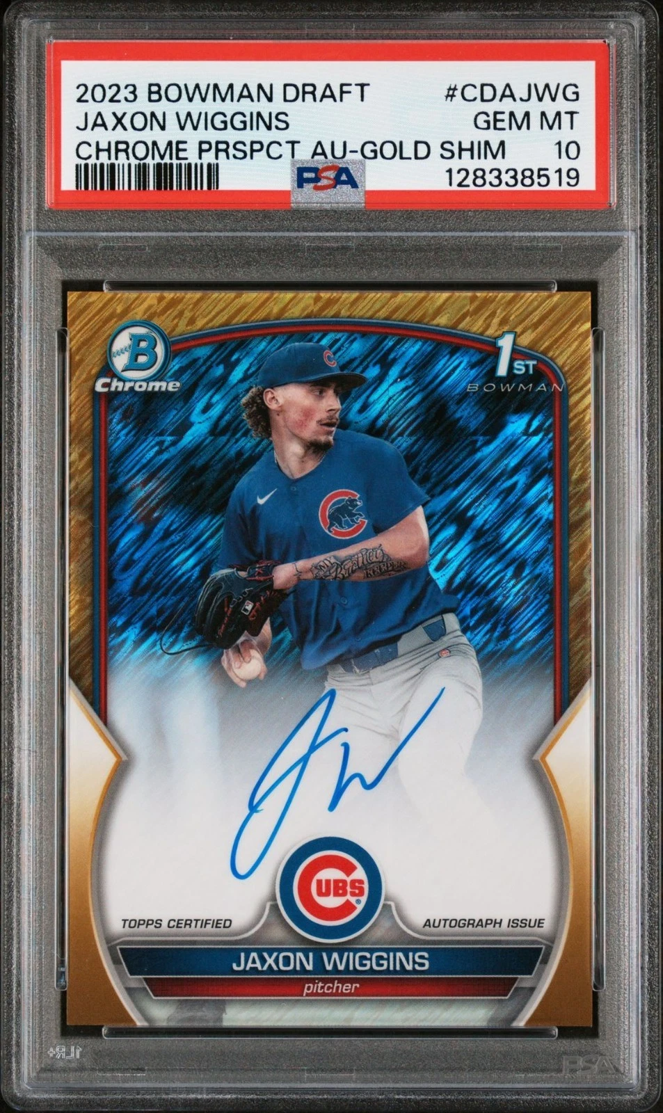2023 Bowman Draft Jaxon Wiggins 1st Auto Complete Rainbow PSA 8, 9 and 10 Full Set - Image 8