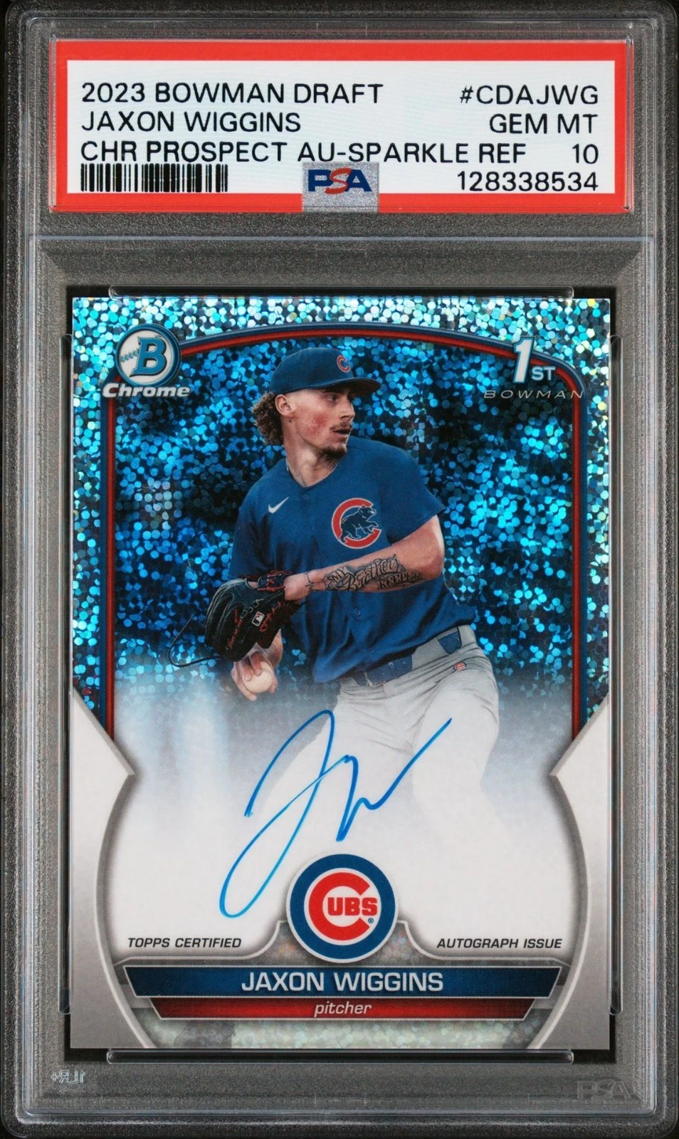 2023 Bowman Draft Jaxon Wiggins 1st Auto Complete Rainbow PSA 8, 9 and 10 Full Set - Image 10