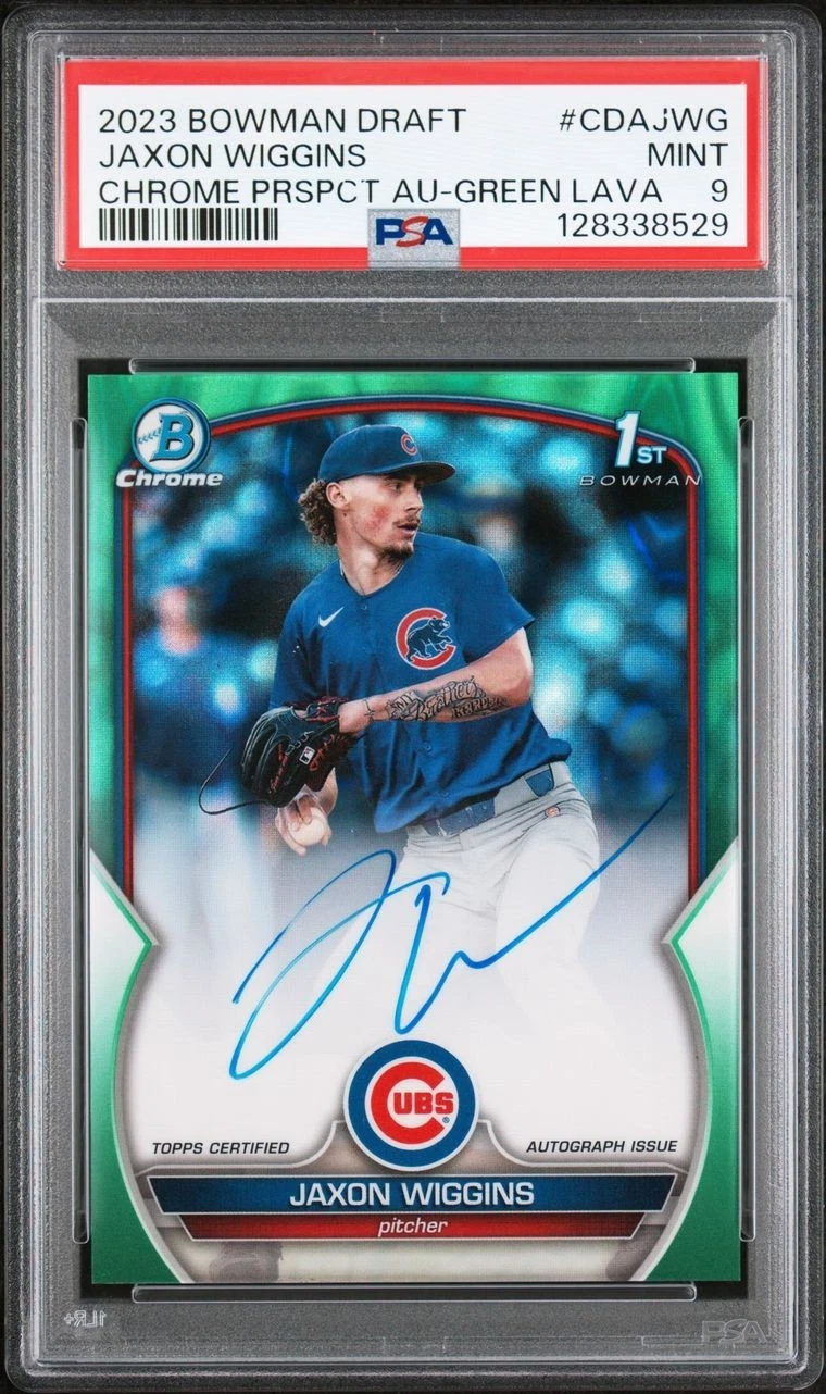 2023 Bowman Draft Jaxon Wiggins 1st Auto Complete Rainbow PSA 8, 9 and 10 Full Set - Image 12