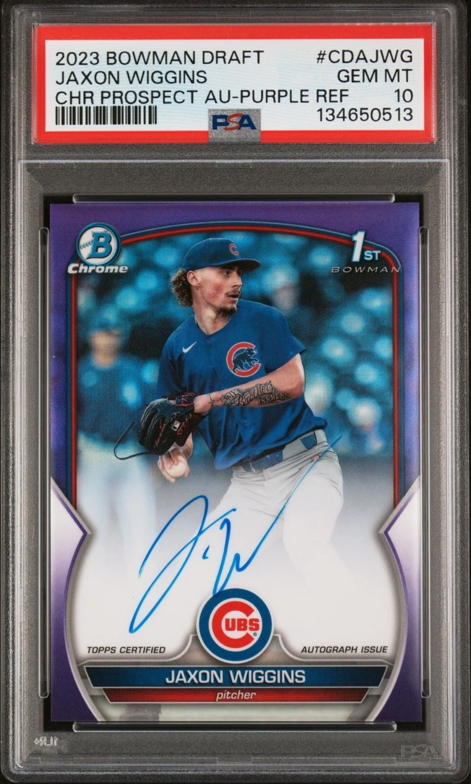 2023 Bowman Draft Jaxon Wiggins 1st Auto Complete Rainbow PSA 8, 9 and 10 Full Set - Image 17