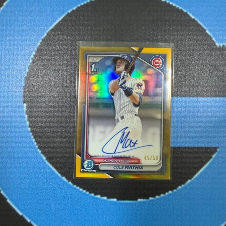 2024 Bowman Draft Cole Mathis 1st Auto Gold Refractor /50 Chicago Cubs