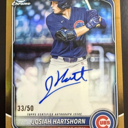 2025 Bowman Chrome Draft Josiah Hartshorn 1st Auto Gold Refractor /50 Cubs